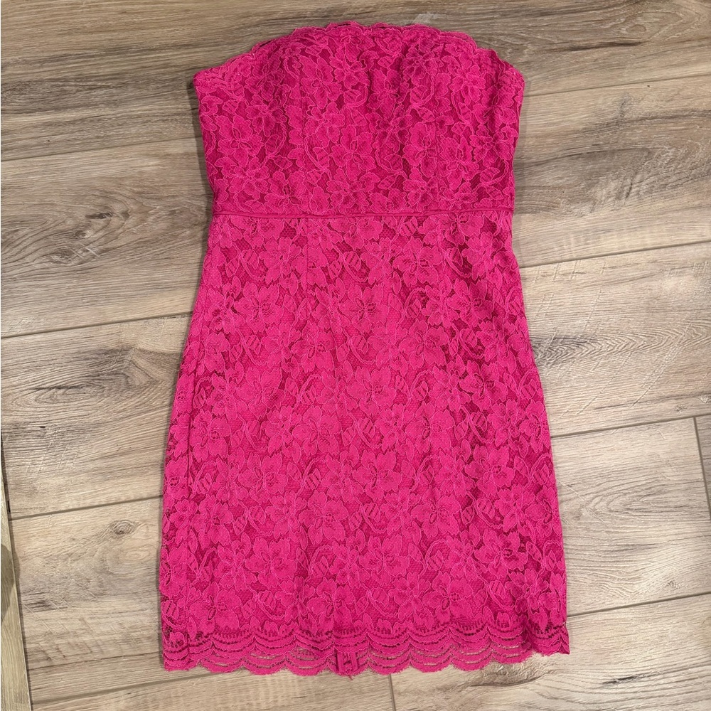 Diane Von Furstenberg Fuchsia Strapless Lace Dress